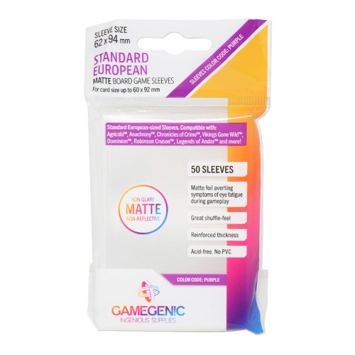 Gamegenic Prime European Board Game Sleeves (Purple) 62x94